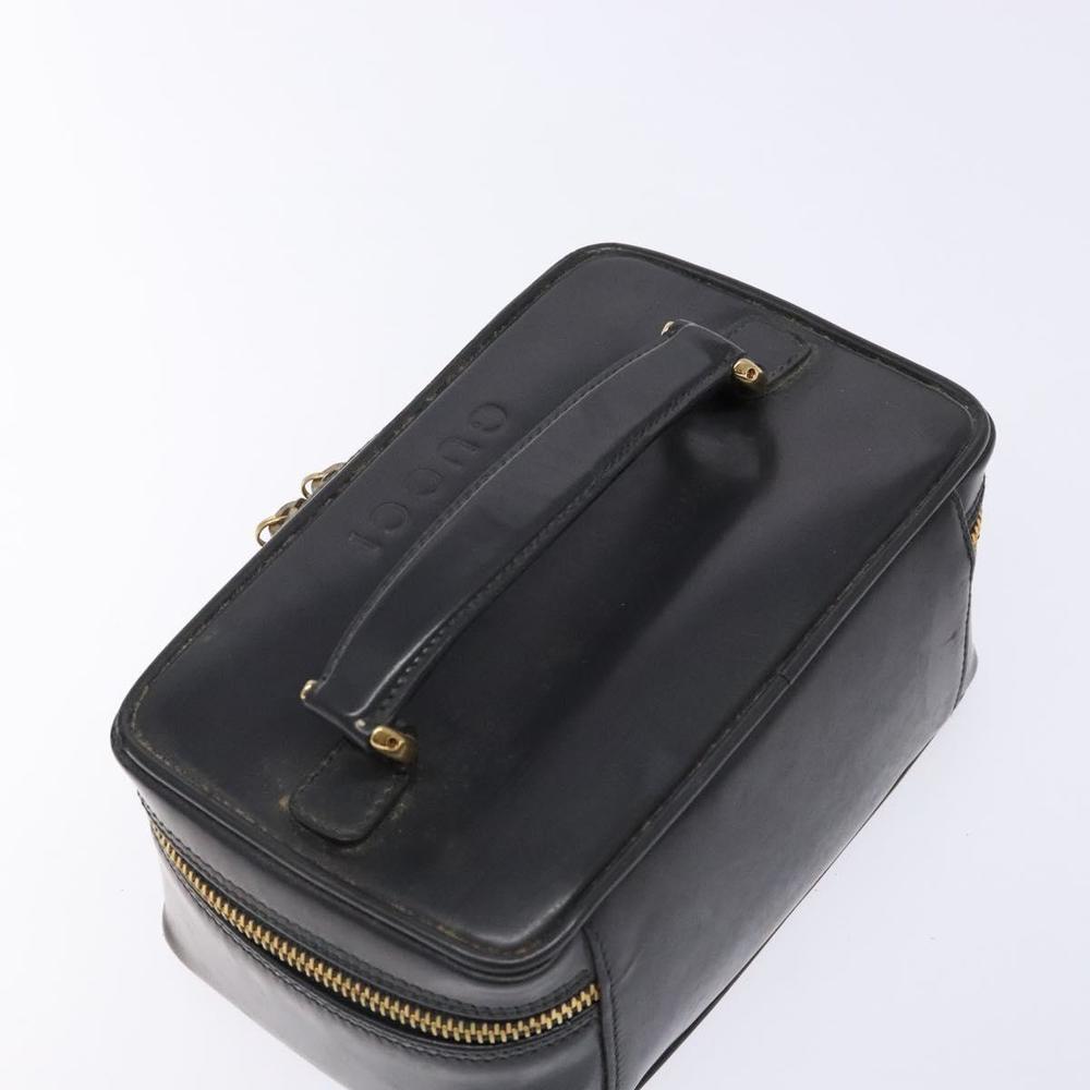 GUCCI Bamboo Vanity Hand Bag Patent leather Navy Gold 032 1705 0151 Auth 139591 - Picture 6 of 16